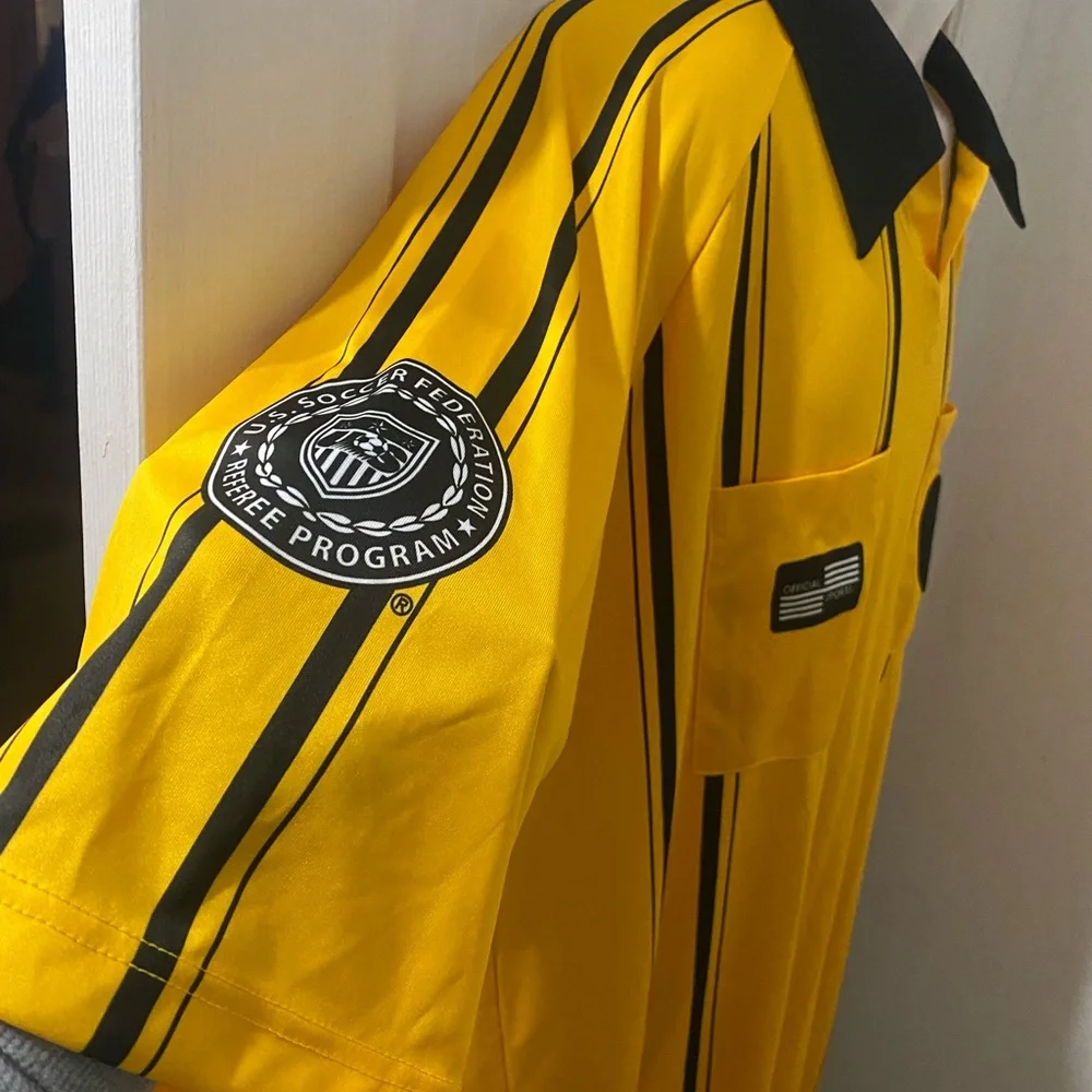 Official Sports US Soccer Referee Polo Shirt
 Yellow and Black Stripe - Picture 8 of 9